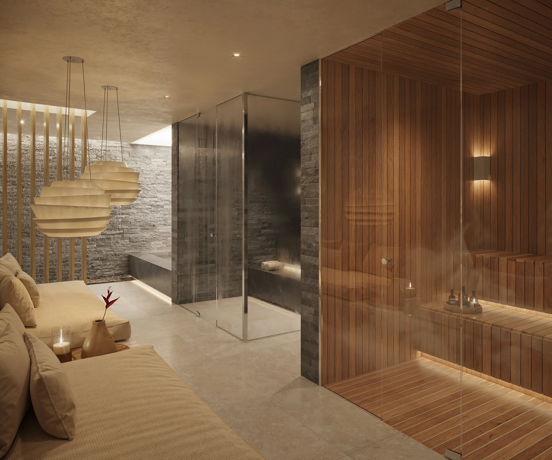 Lounge de relaxamento e saunas do ARTi Leblon